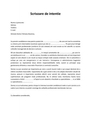 Scrisoare de Intentie: Reguli de Redactare si MODELE Standard | colorful.hr